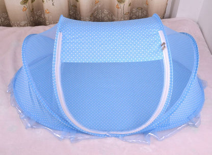 Foldable Baby Mosquito Net Bed - 3-Piece Set with Mattress & Pillow