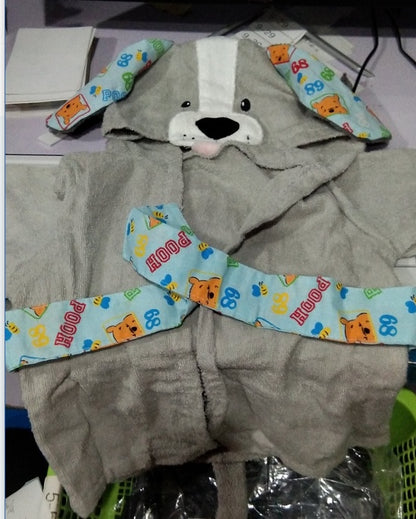 Cotton Baby Hooded Bathrobe - Cute Animal Design Bath Towel