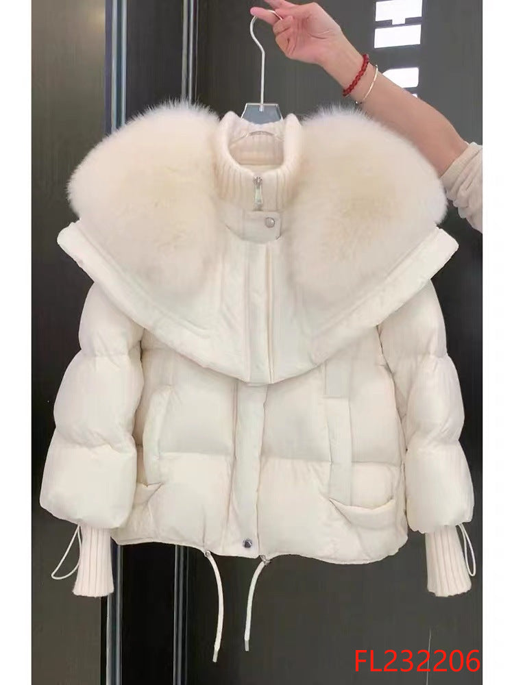 Women's Faux Fur Collar Parka Coat - Thickened Cotton Winter Jacket