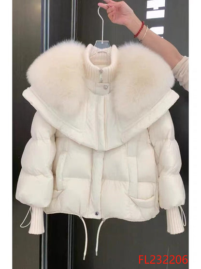 Women's Faux Fur Collar Parka Coat - Thickened Cotton Winter Jacket