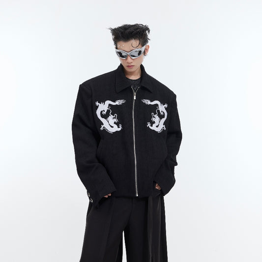 Men's Deconstructed Textured Jacket - Contemporary Asymmetric Design