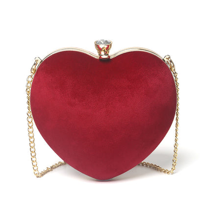 Heart-Shaped Plush Chain Bag - Casual Crossbody Handbag