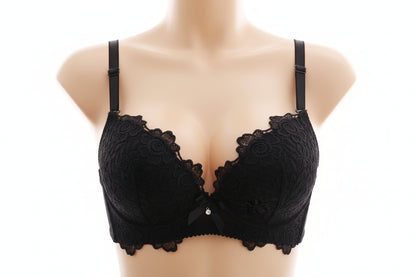 Deep V Plunge Bra - Gathered Design Underwire Support