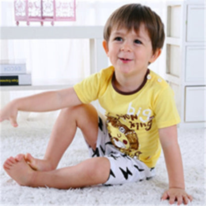 Baby Summer Outfit Set - Cotton T-Shirt & Shorts Cartoon Print