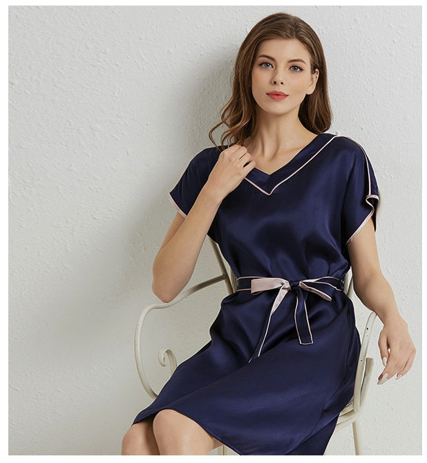 Elegant Silk Sleep Dress - V-Neck Chemise Nightgown