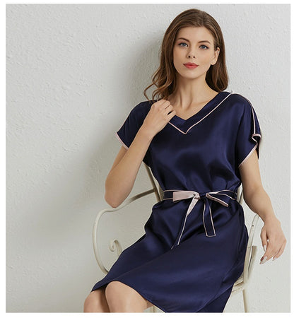 Elegant Silk Sleep Dress - V-Neck Chemise Nightgown