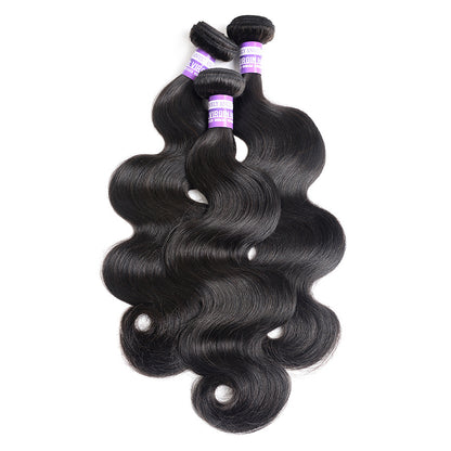 Straight Human Hair Wig - Full Size Real Hair Hairpiece in Black