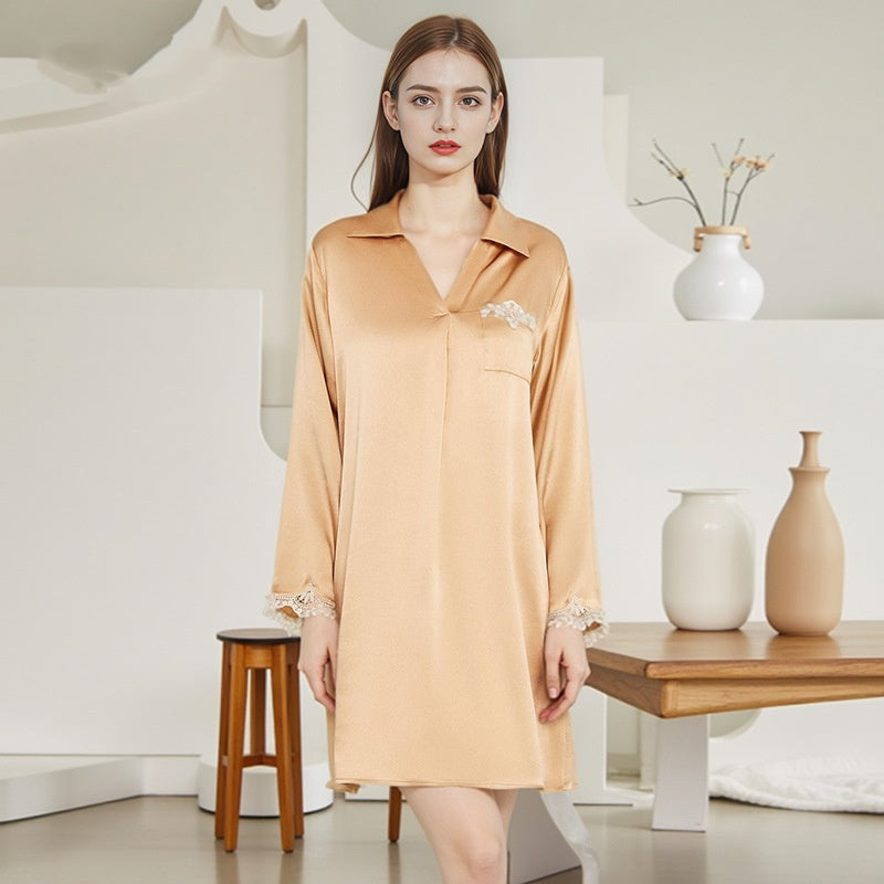 Luxe Mulberry Silk Nightdress - Loose Cardigan Style Sleep Dress