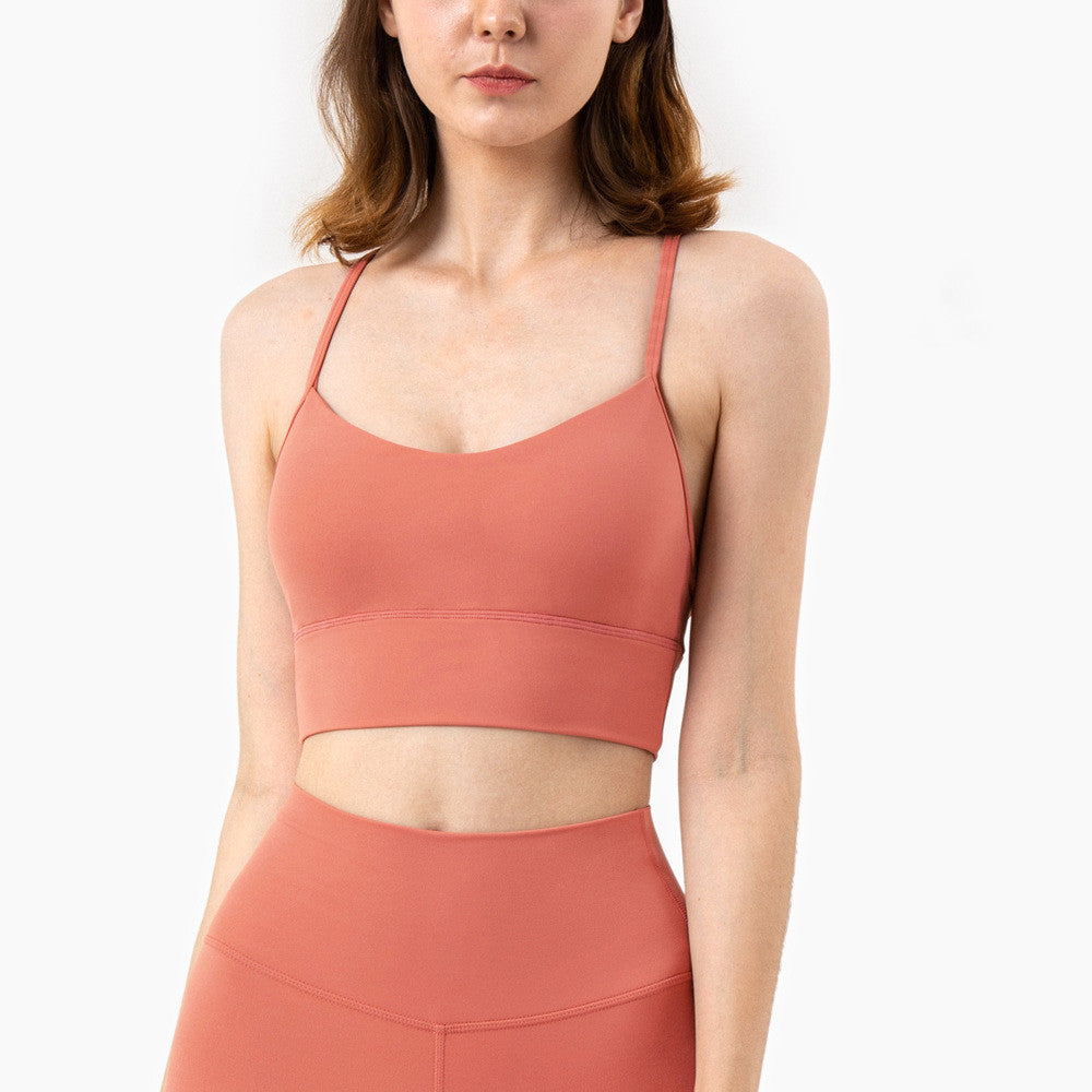 Y-Shaped Sports Bra - Wireless Gathered Support for Yoga and Fitness