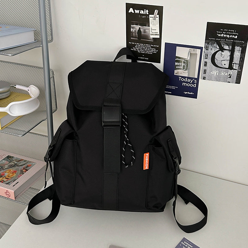 Vintage Nylon Backpack - Waterproof Student Schoolbag with Interior Pockets