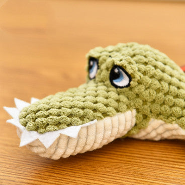 Plush Squeaky Dog Toy - Crocodile Shape Chew Toy with Sound