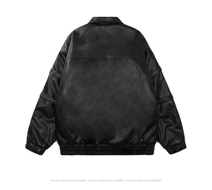 Women's PU Leather Jacket - Quilted and Regular Style Coat