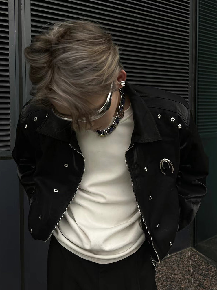 Men's Padded Shoulder Jacket - High Street Style Zip-Up Outerwear