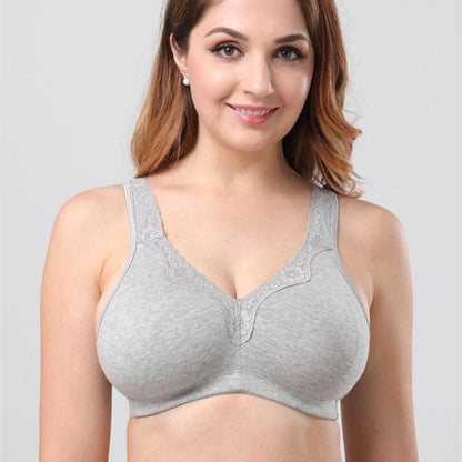 Women's Plus Size Underwired Bra - Triangle Cup Support Bralette in Grey