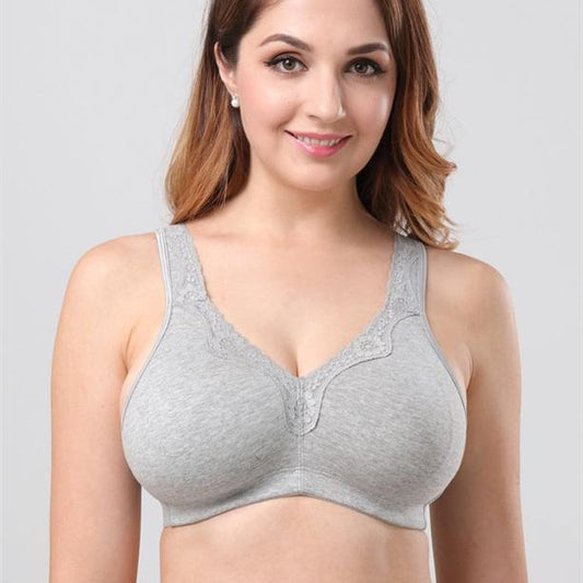 Women's Plus Size Underwired Bra - Triangle Cup Support Bralette in Grey