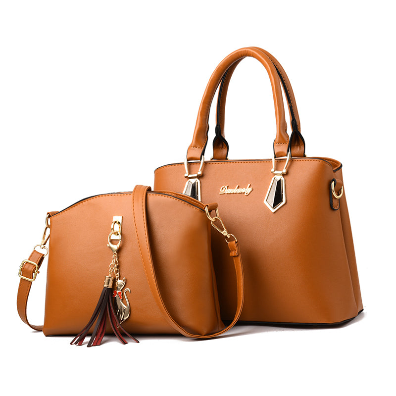 Large Capacity PU Leather Tote Bag - Casual Crossbody Handbag