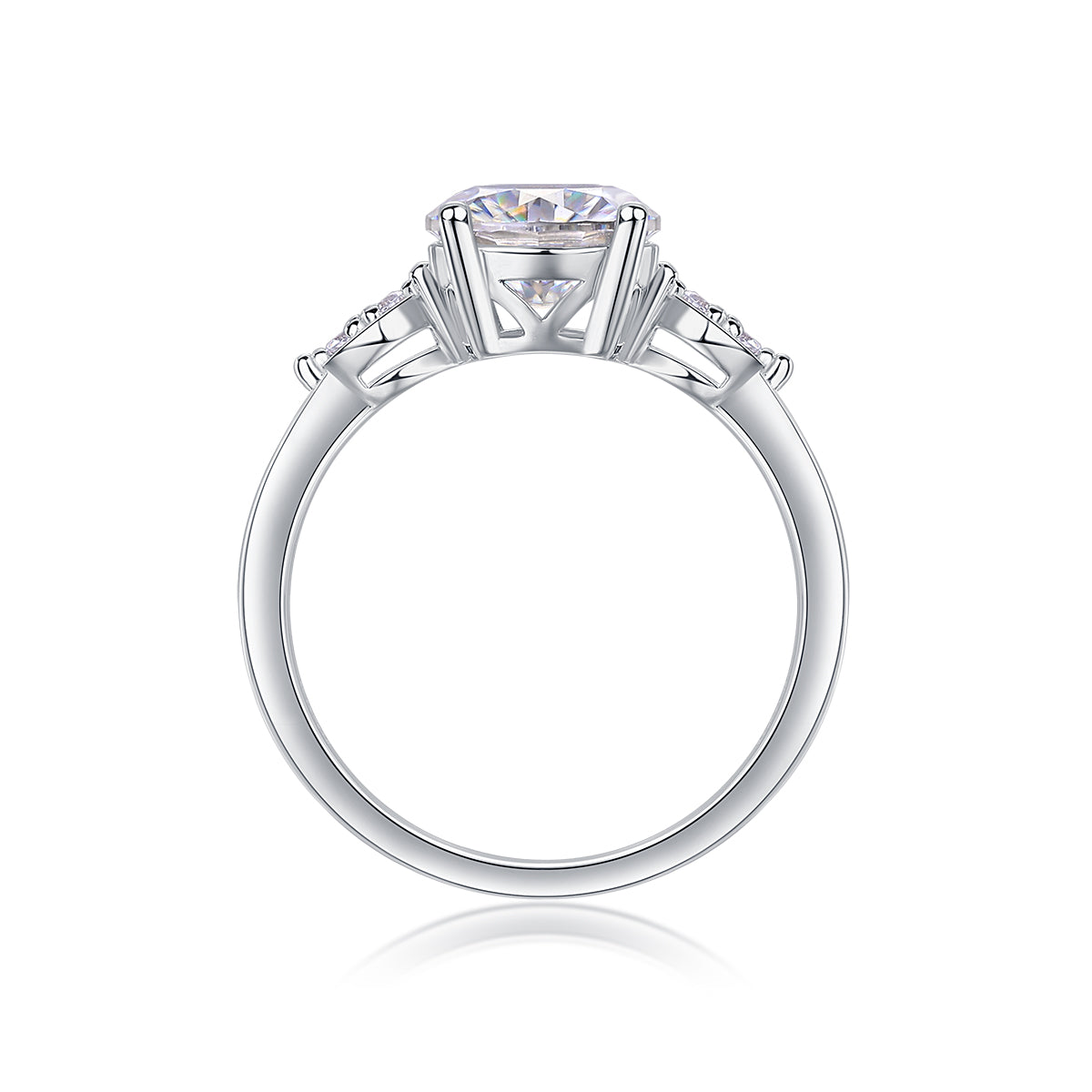 2 Carat Moissanite Sterling Silver Ring - Platinum Plated Wedding Band