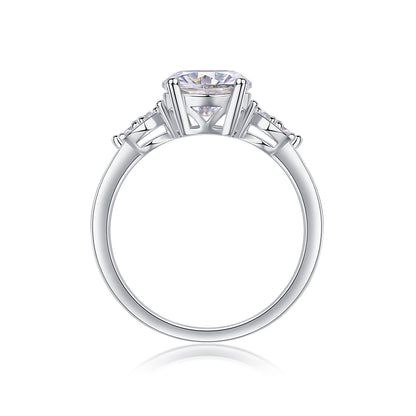 2 Carat Moissanite Sterling Silver Ring - Platinum Plated Wedding Band