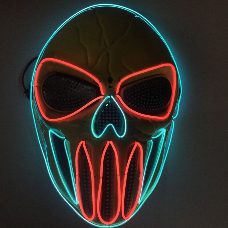 Halloween Costume Mask - Ice Blue & Red Plastic Party Mask for Dress-Up