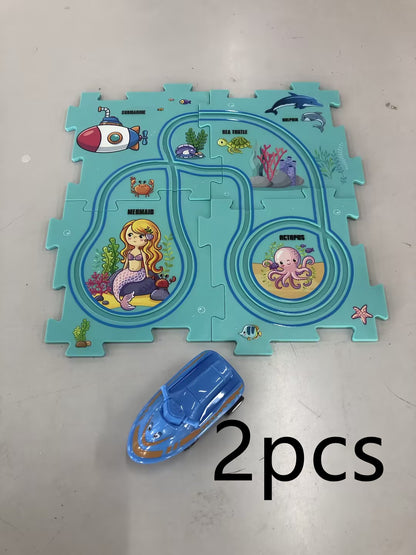 DIY Electric Track Puzzle - Automatic Rail Car Building Set for Kids Educational Play