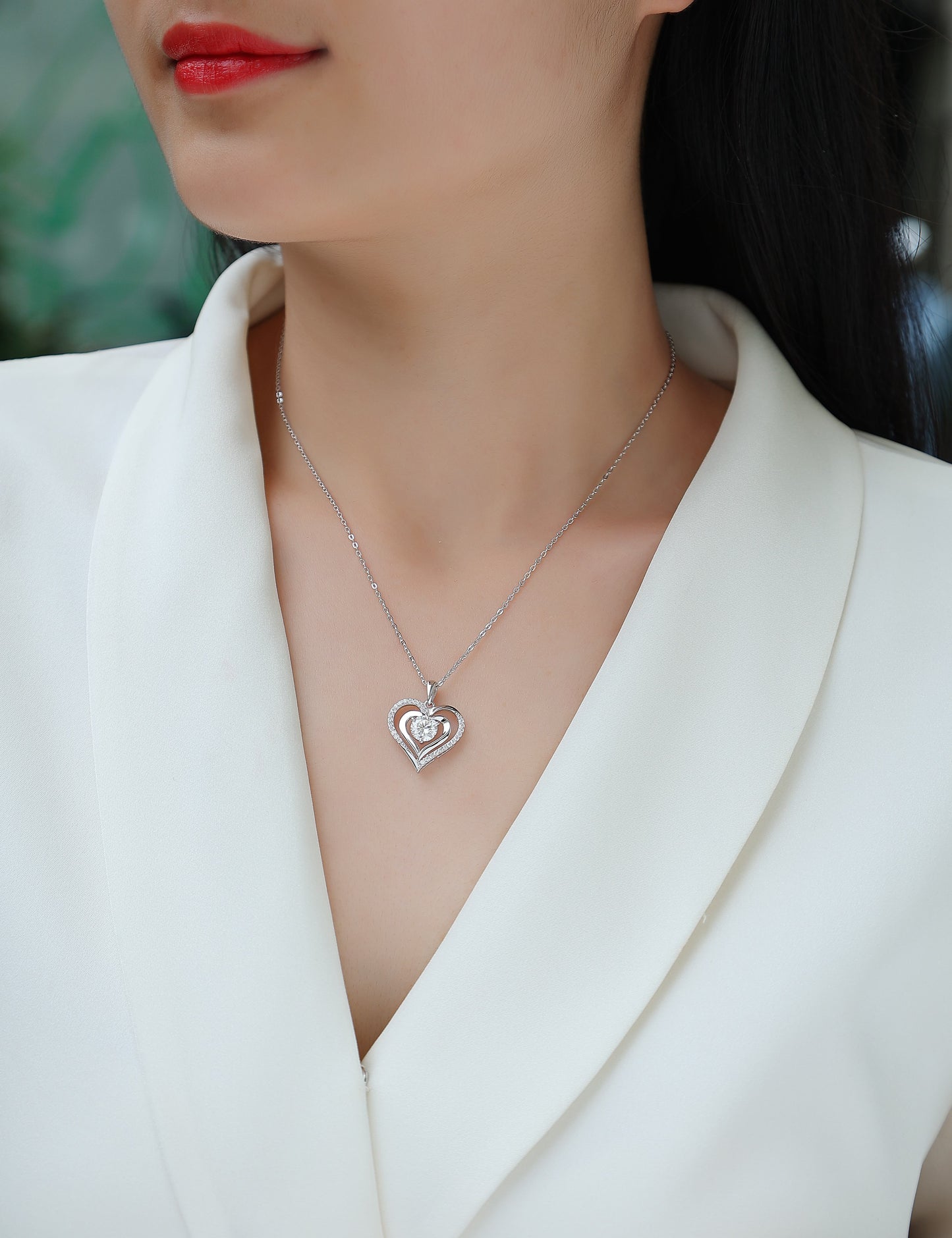 1 Carat Moissanite Pendant Necklace - S925 Silver Platinum Plated Light Luxury Jewelry