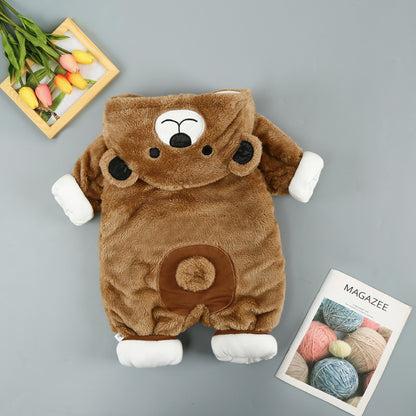 Baby Hooded Cotton Romper - Thickened Winter Onesie with Zipper