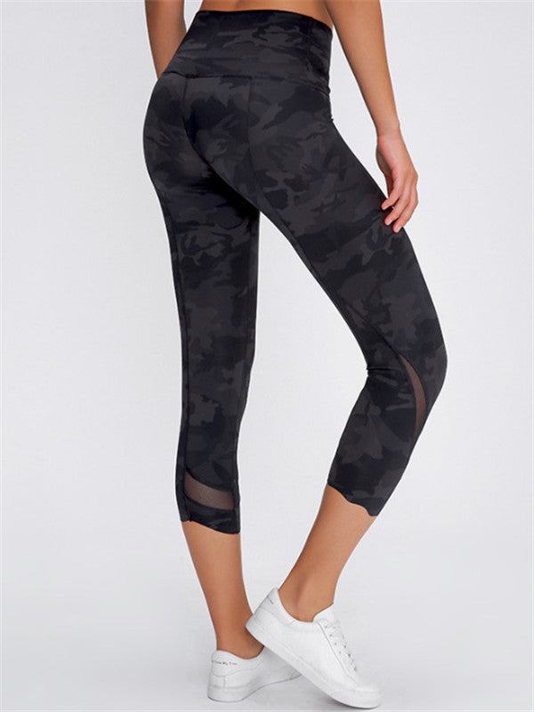 Fast-Drying Fitness Mesh Capri Pants - Women's Running Leggings