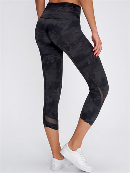 Fast-Drying Fitness Mesh Capri Pants - Women's Running Leggings