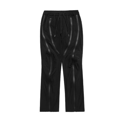 Men's Cotton Zipper Pants - Loose Straight Fit Hip Hop Style Trousers