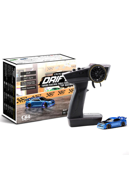 Turbo Racing 1:76 C64 Drift RC Car with Gyro - Full Proportional Remote Control RTR Kit