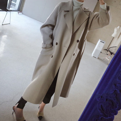 Women's Lapel Cashmere Coat - Classic Wool Blend Winter Outerwear