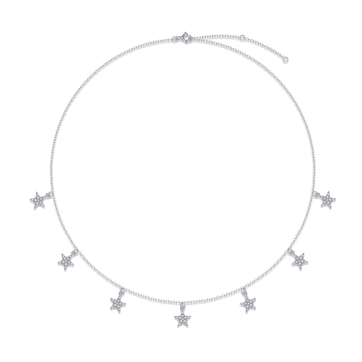 Star Moissanite Pendant Necklace - S925 Silver Platinum Plated Light Luxury Jewelry