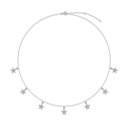 Star Moissanite Pendant Necklace - S925 Silver Platinum Plated Light Luxury Jewelry