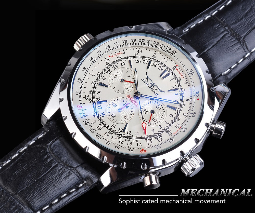 Men's Mechanical Watch | Alloy Case | Mineral Glass Crystal | White & Black
