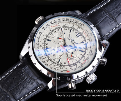 Men's Mechanical Watch | Alloy Case | Mineral Glass Crystal | White & Black