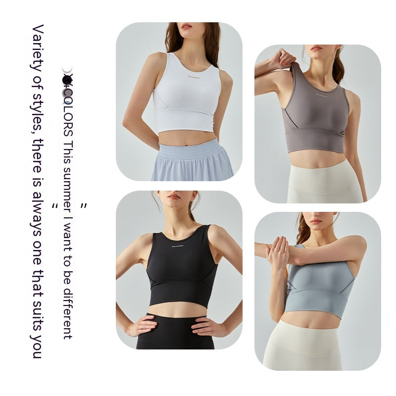 Women's Sports Bra with Chest Pad - 3/4 Cup Wireless Vest Style