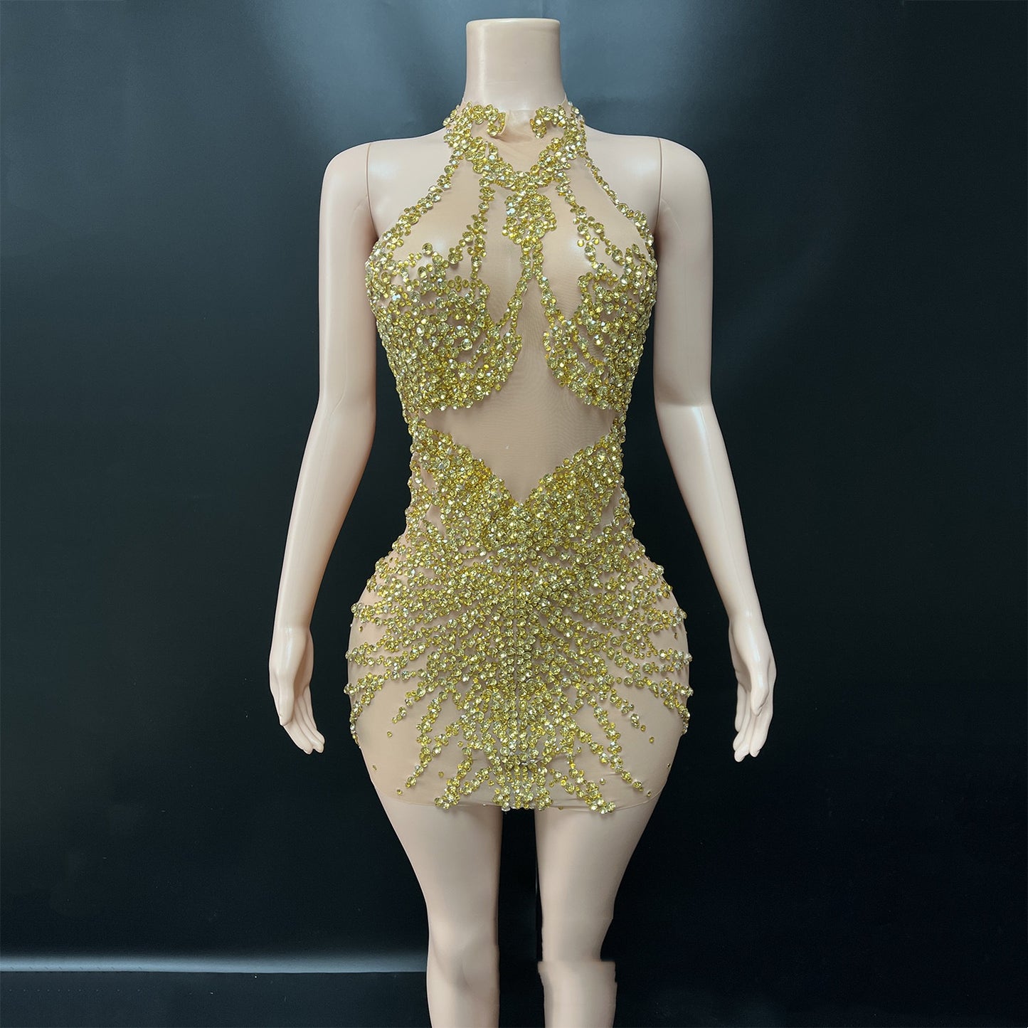 Women's Sequined Cocktail Dress - Sleeveless Bodycon Mini Dress