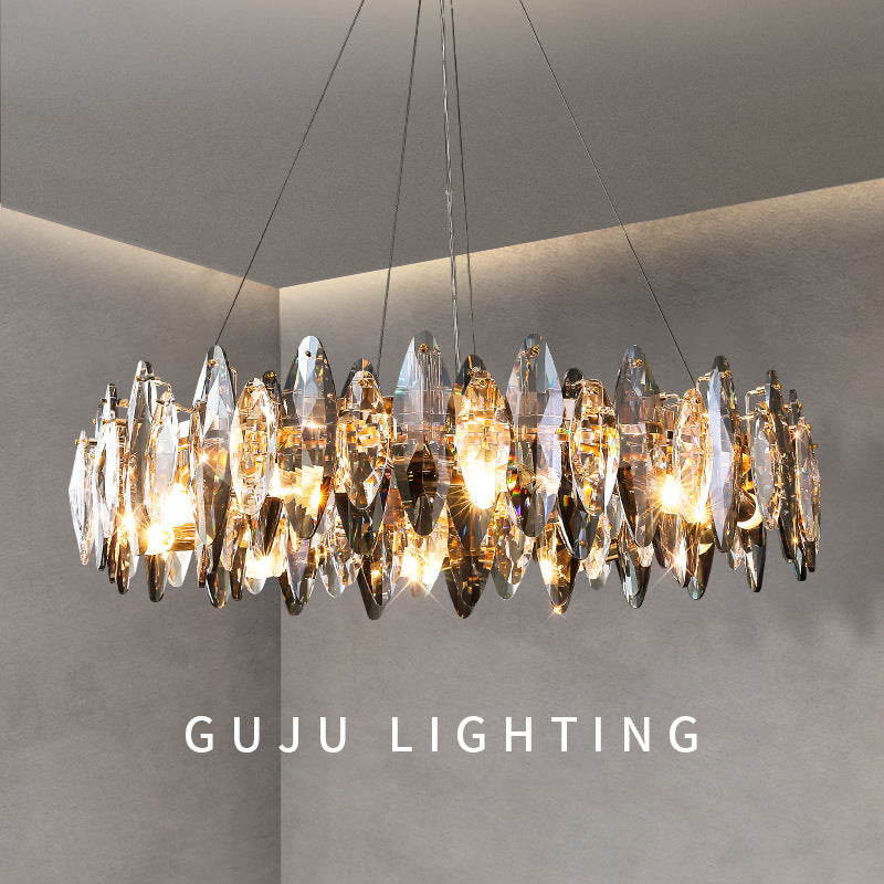 Modern Crystal Chandelier - K9 Crystal Ceiling Light with Three-Color Lighting