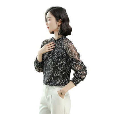 Luxe Silk Printed Blouse - Long Sleeve Women's Shirt
