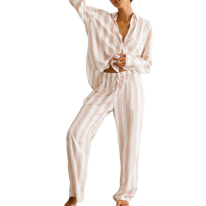 Women's Simple Loose and Comfortable Loungewear Pajamas - Cardigan Style Sleepwear Set