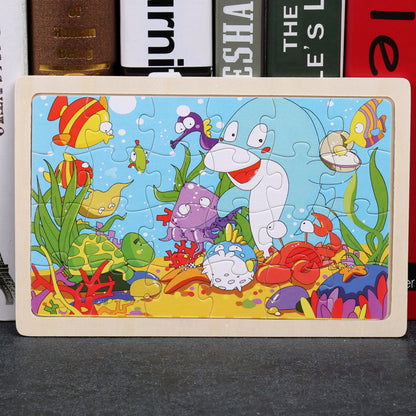 Kids Wooden Jigsaw Puzzle Toy - Educational Animal & Theme Designs for Ages 3+