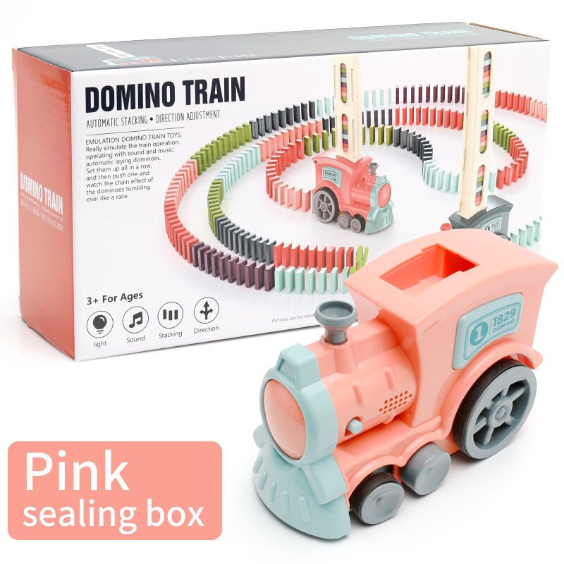 Automatic Domino Train Toy - Electric Building Blocks Train with 100 Dominoes