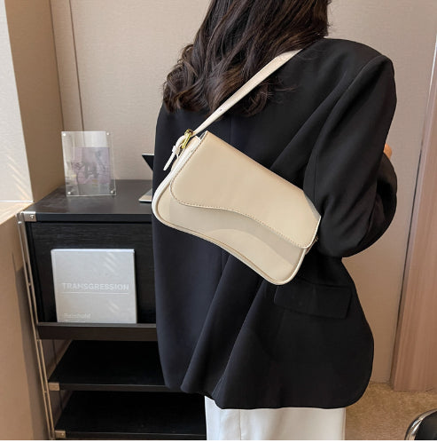 Women's Minimalist Crossbody Bag - Vegan Leather Magnetic Flap Shoulder Purse