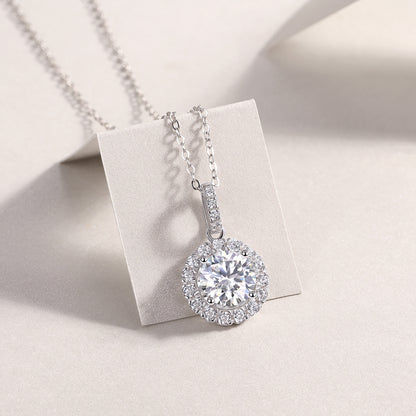 2 Carat Moissanite Dandelion Pendant Necklace - S925 Silver Platinum Plated Light Luxury Jewelry