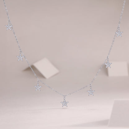 Star Moissanite Pendant Necklace - S925 Silver Platinum Plated Light Luxury Jewelry