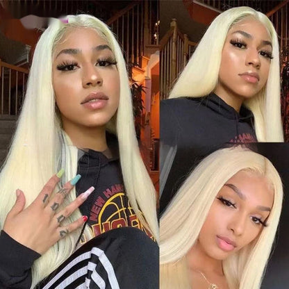 Real Human Hair Transparent Lace Full-Head Wig - Heat Dyeable Natural Hair