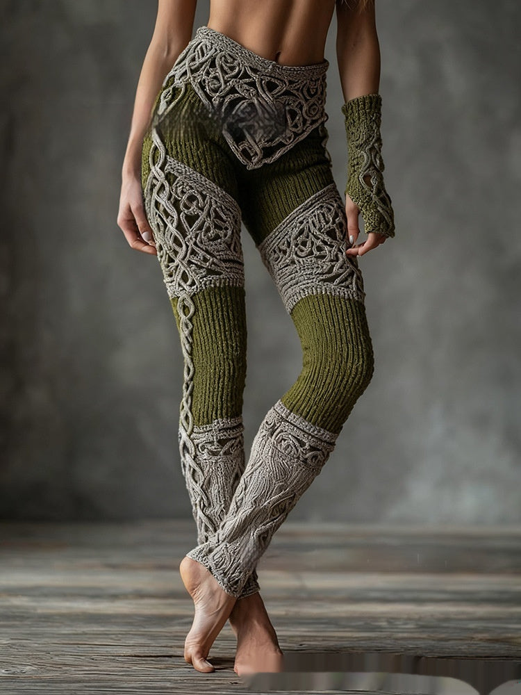 Women's Retro 3D Digital Print Casual Leggings - Slim Fit Yoga Pants