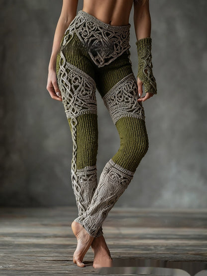Women's Retro 3D Digital Print Casual Leggings - Slim Fit Yoga Pants