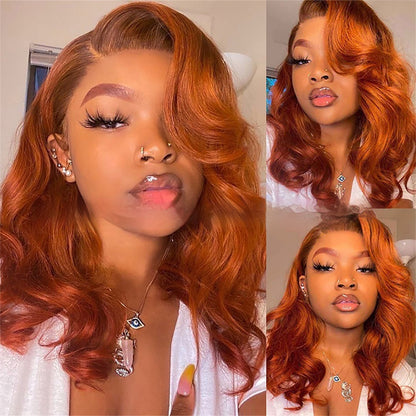 Ginger Orange Body Wave Lace Front Human Hair Wig