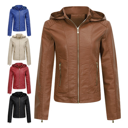 Women's Plush Hooded Winter Coat - Thickened Zipper Jacket with Pockets